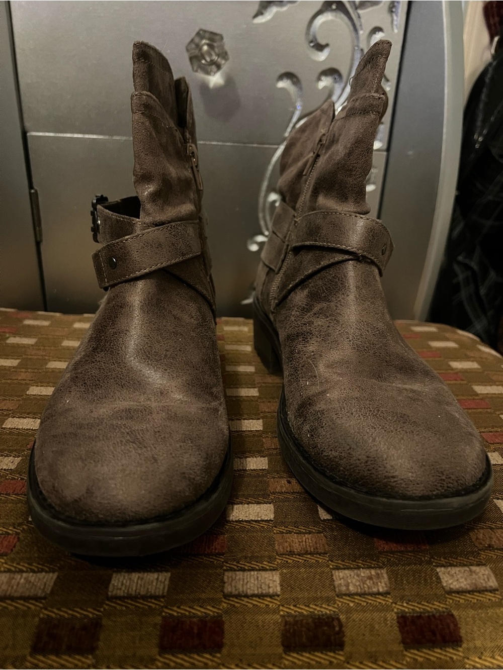 Carlos by Carlos Santana Women's Brown Distressed Ankle Booties